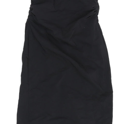 Zara Women Black Strapless Bodycon Midi Dress - Size 12
