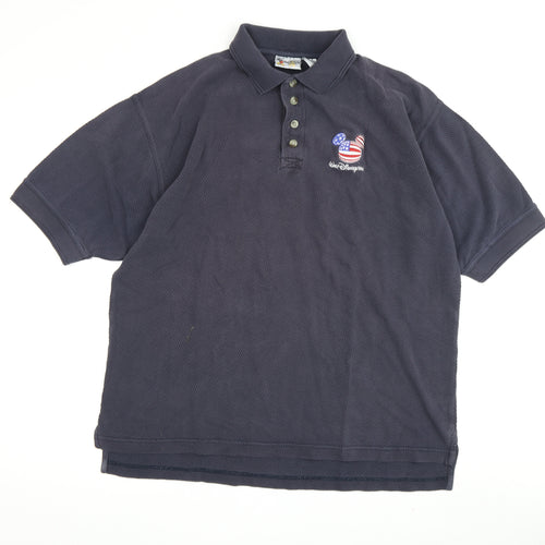 Disney Men's Black Mickey Mouse Polo Shirt M Casual