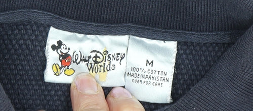 Disney Men's Black Mickey Mouse Polo Shirt M Casual