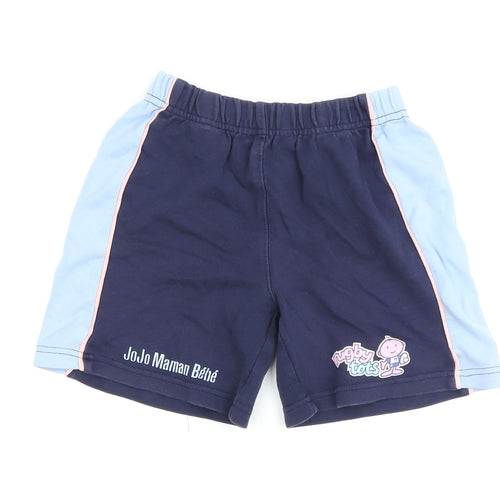 JoJo Maman Bébé Girls Blue Cotton Shorts, Size 6-7 Years