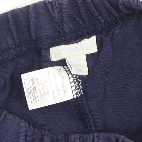 JoJo Maman Bébé Girls Blue Cotton Shorts, Size 6-7 Years