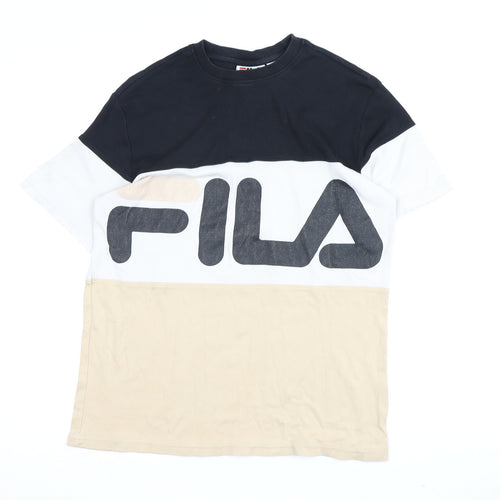 Fila Men's Black Beige Colourblock T-Shirt Size S