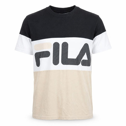 Fila Men's Black Beige Colourblock T-Shirt Size S