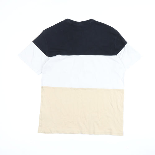Fila Men's Black Beige Colourblock T-Shirt Size S