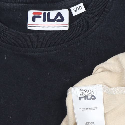 Fila Men's Black Beige Colourblock T-Shirt Size S
