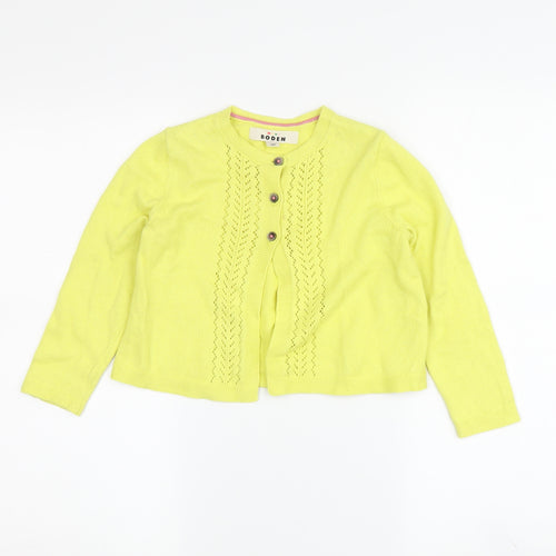 Mini Boden Girls Yellow Cardigan Age 3-4 Years, Cotton