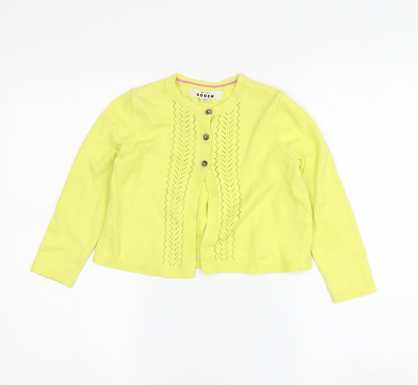 Mini Boden Girls Yellow Cardigan Age 3-4 Years, Cotton