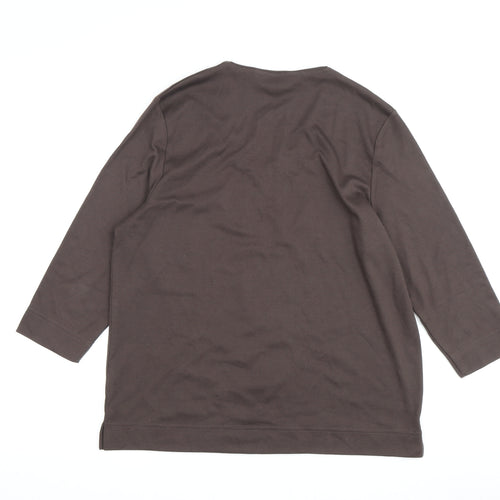TIGI Wear Women's Grey Floral T-Shirt, Size 14, Casual Elegance