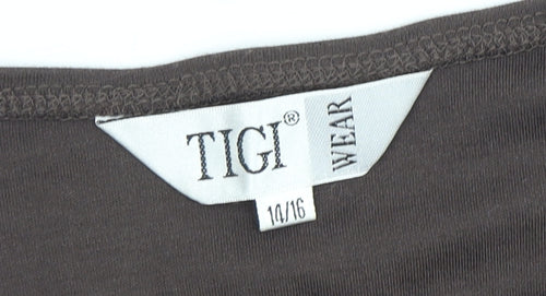 TIGI Wear Women's Grey Floral T-Shirt, Size 14, Casual Elegance