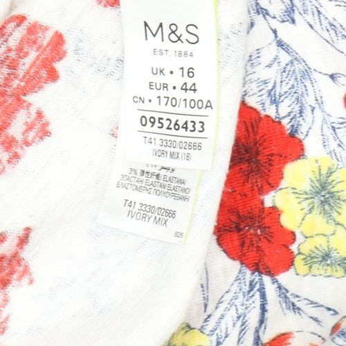 Marks and Spencer Floral Women's Multicoloured T-Shirt Size 16