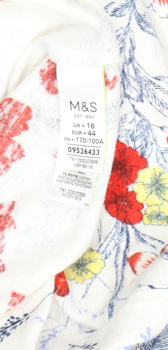 Marks and Spencer Floral Women's Multicoloured T-Shirt Size 16