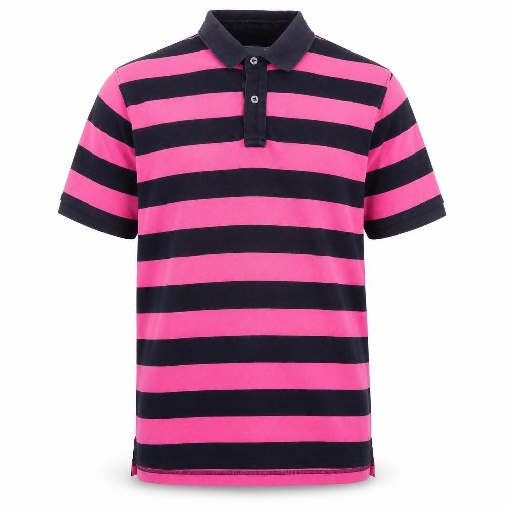 Brook Taverner Men's Polo XL Pink Striped Short Sleeve