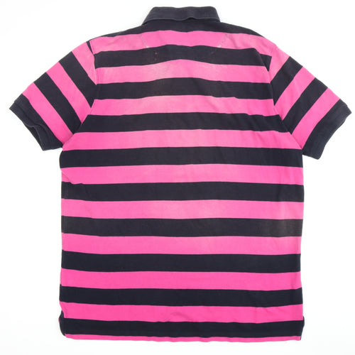 Brook Taverner Men's Polo XL Pink Striped Short Sleeve