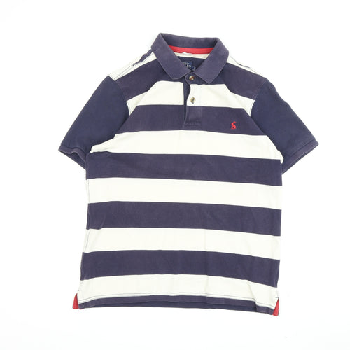Joules Men's Blue & White Striped Polo Shirt S