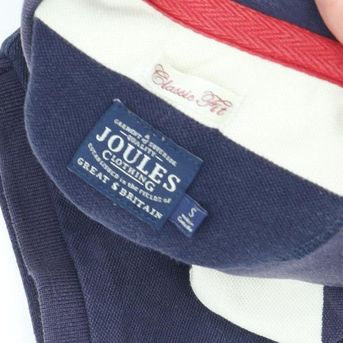 Joules Men's Blue & White Striped Polo Shirt S