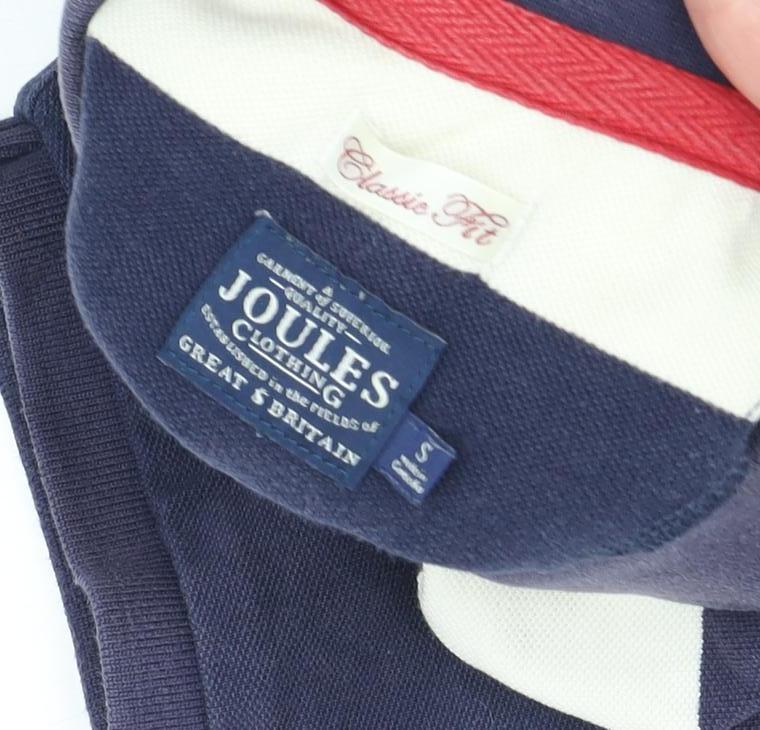 Joules Men's Blue & White Striped Polo Shirt S