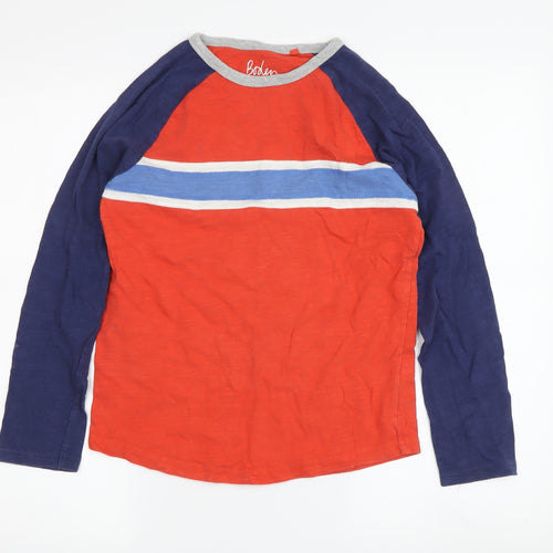 Boden Boys Red Blue Colourblock Long Sleeve T-Shirt 9-10 Years