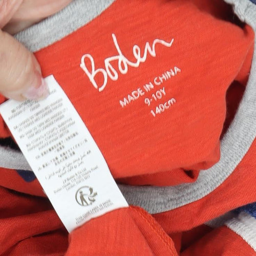 Boden Boys Red Blue Colourblock Long Sleeve T-Shirt 9-10 Years