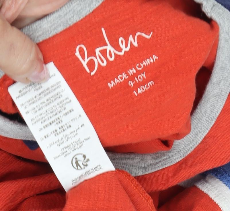 Boden Boys Red Blue Colourblock Long Sleeve T-Shirt 9-10 Years