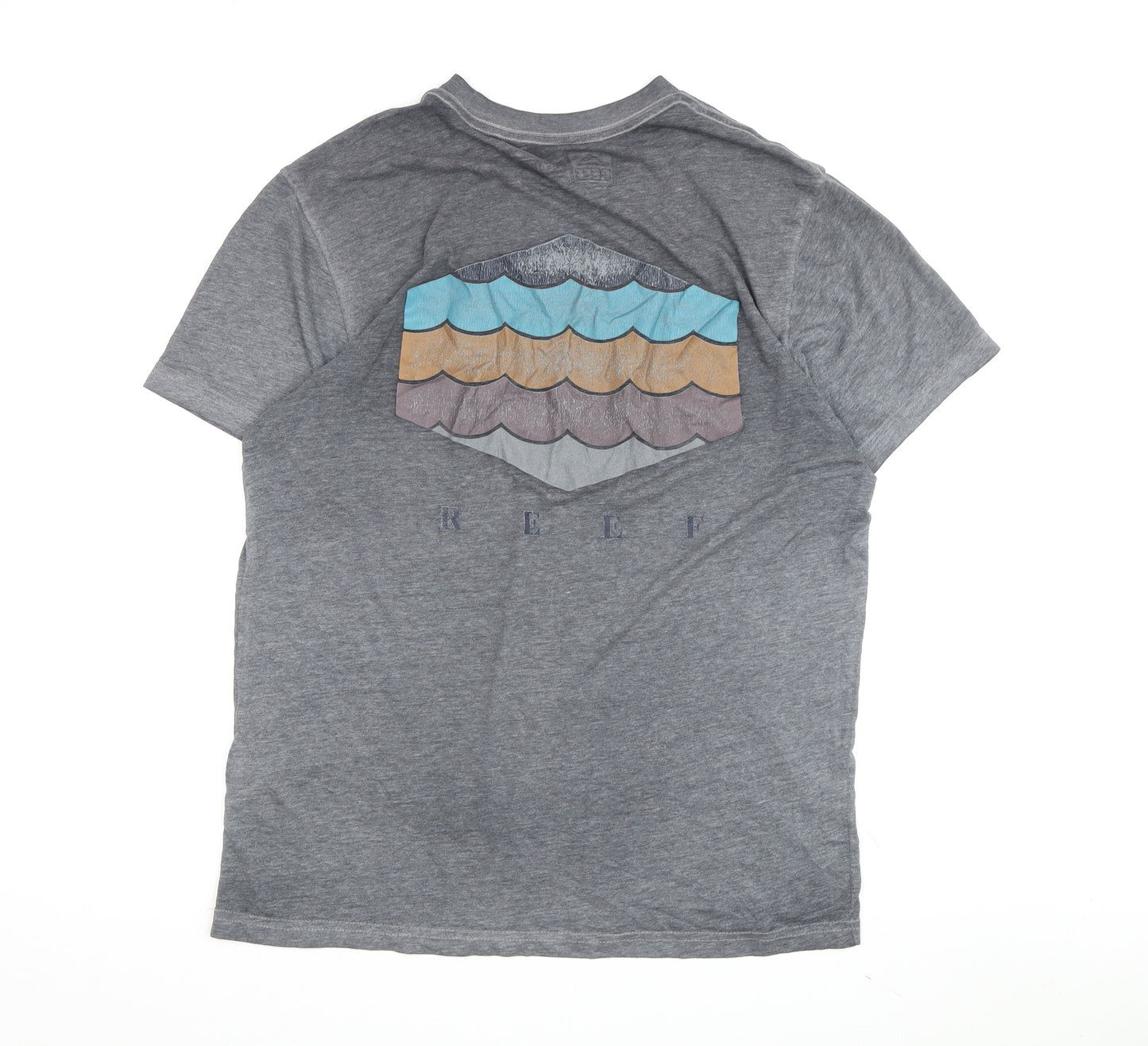 Reef Men Grey Beach Graphic T-Shirt, Medium, Summer