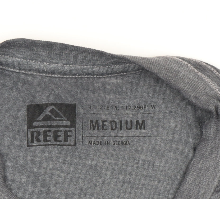 Reef Men Grey Beach Graphic T-Shirt, Medium, Summer