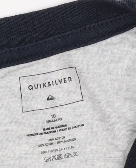 Quiksilver Boys Multicoloured Graphic Long Sleeve T-Shirt Size 10