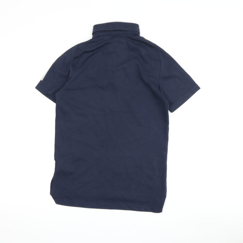 Adidas Boys Blue Polo Shirt XS Short Sleeve Logo Sporty