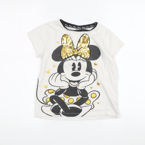 Disney Girls White Minnie Mouse Sequin T-Shirt, 8-9 Years