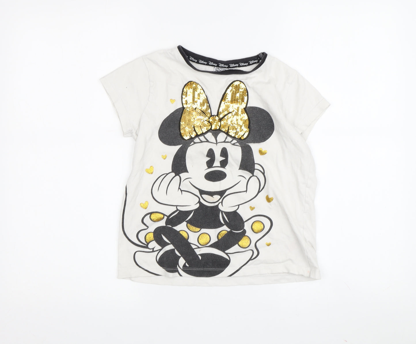 Disney Girls White Minnie Mouse Sequin T-Shirt, 8-9 Years
