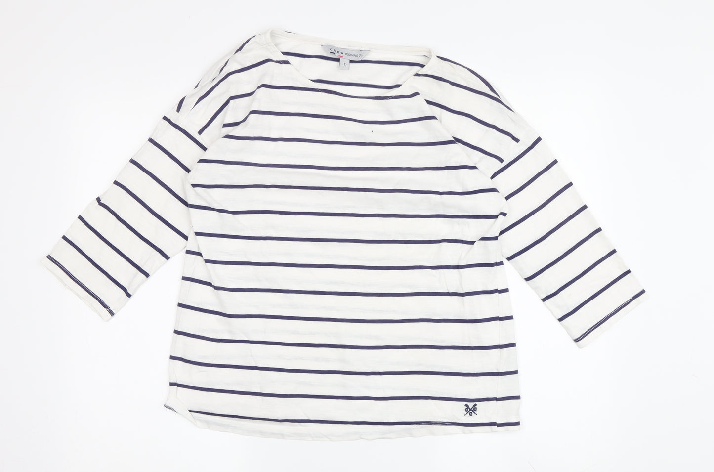 Crew Clothing Co. Women’s White Striped T-Shirt Size 12