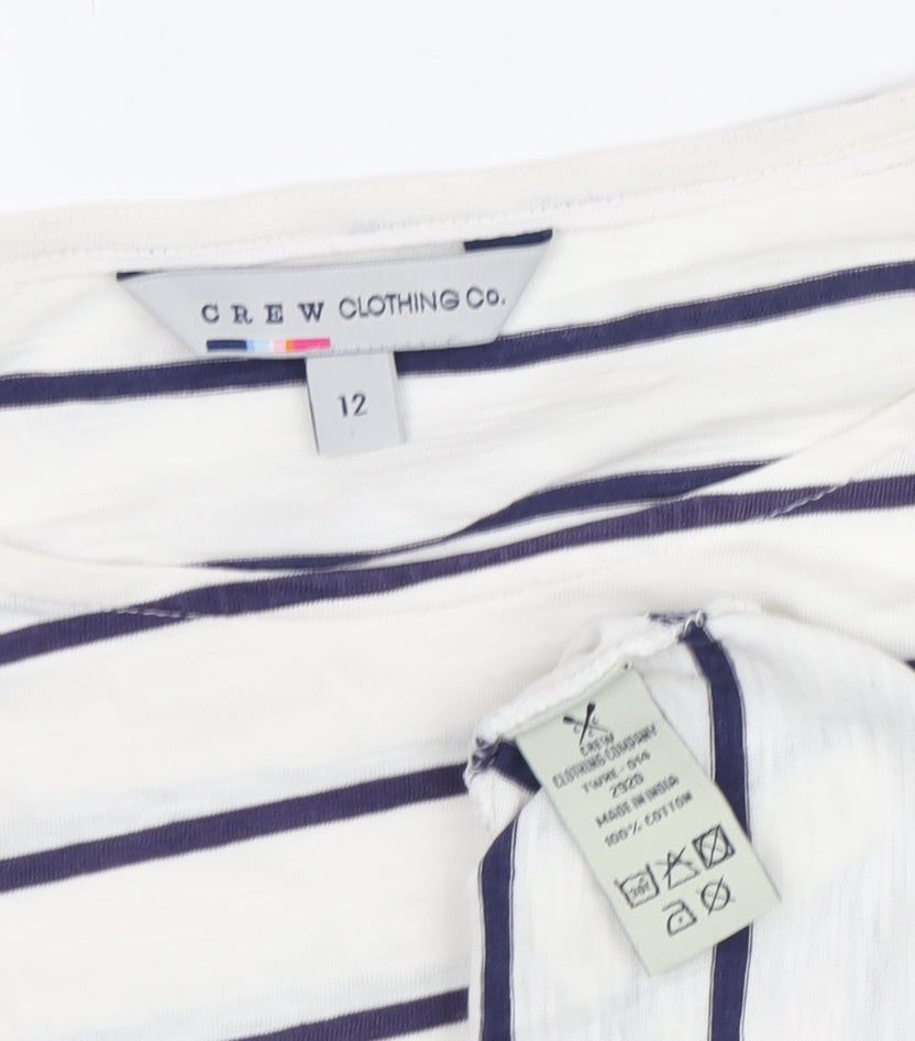Crew Clothing Co. Women’s White Striped T-Shirt Size 12