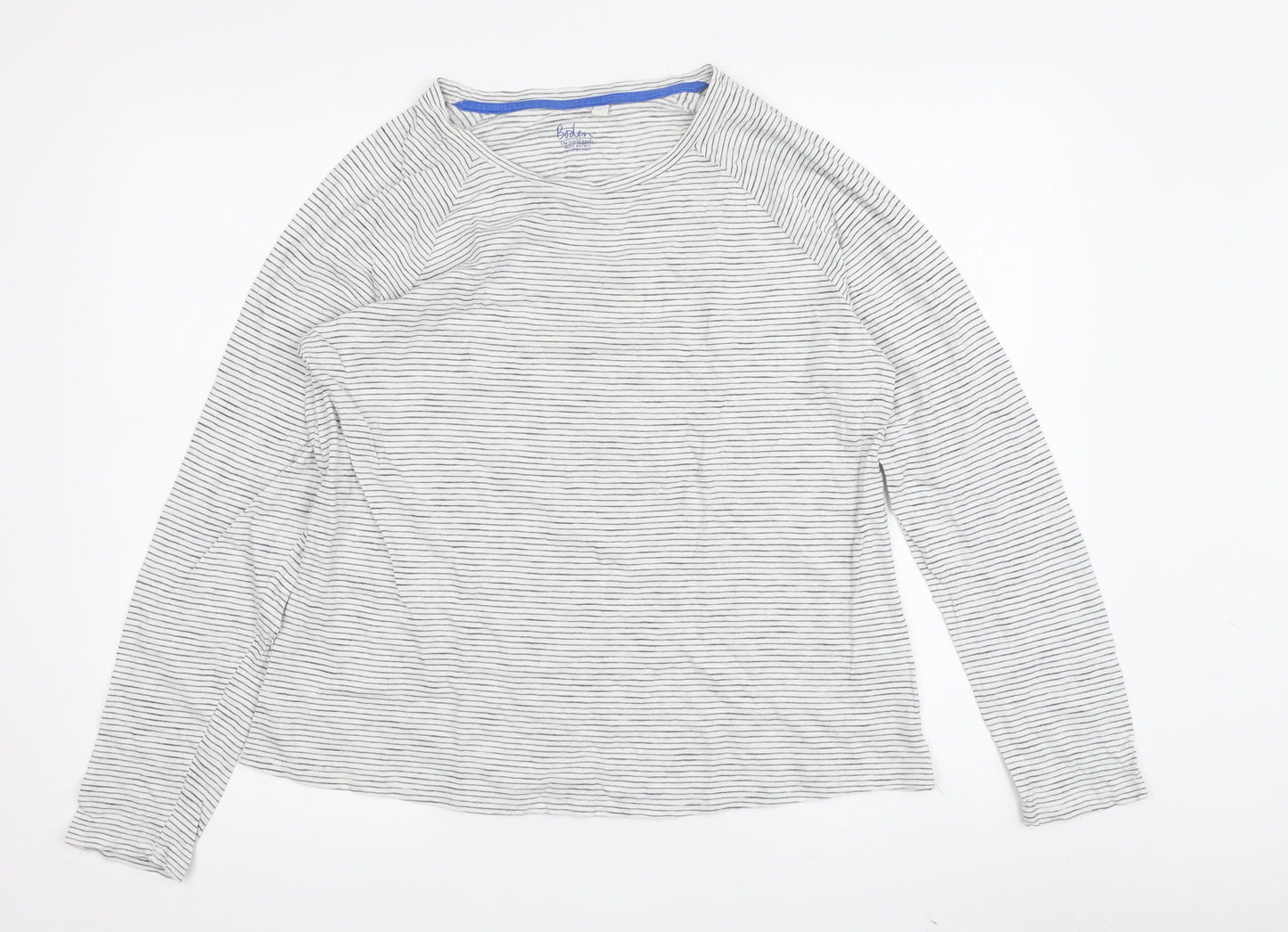 Boden Women's White Striped Basic T-Shirt Size M