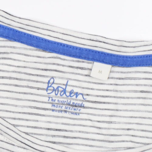 Boden Women's White Striped Basic T-Shirt Size M