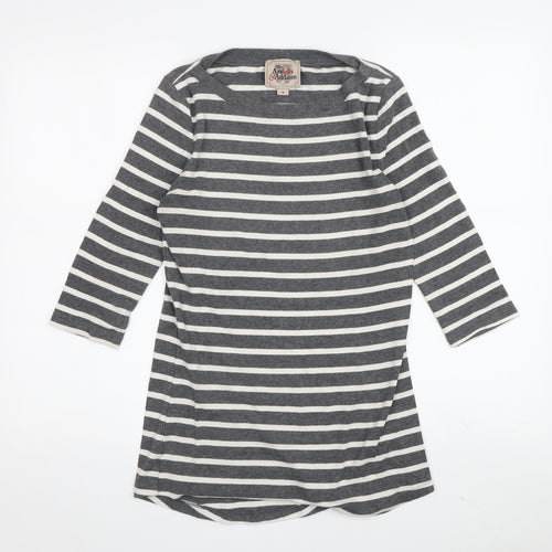 Arabella & Addison Women's Grey Striped T-Shirt M