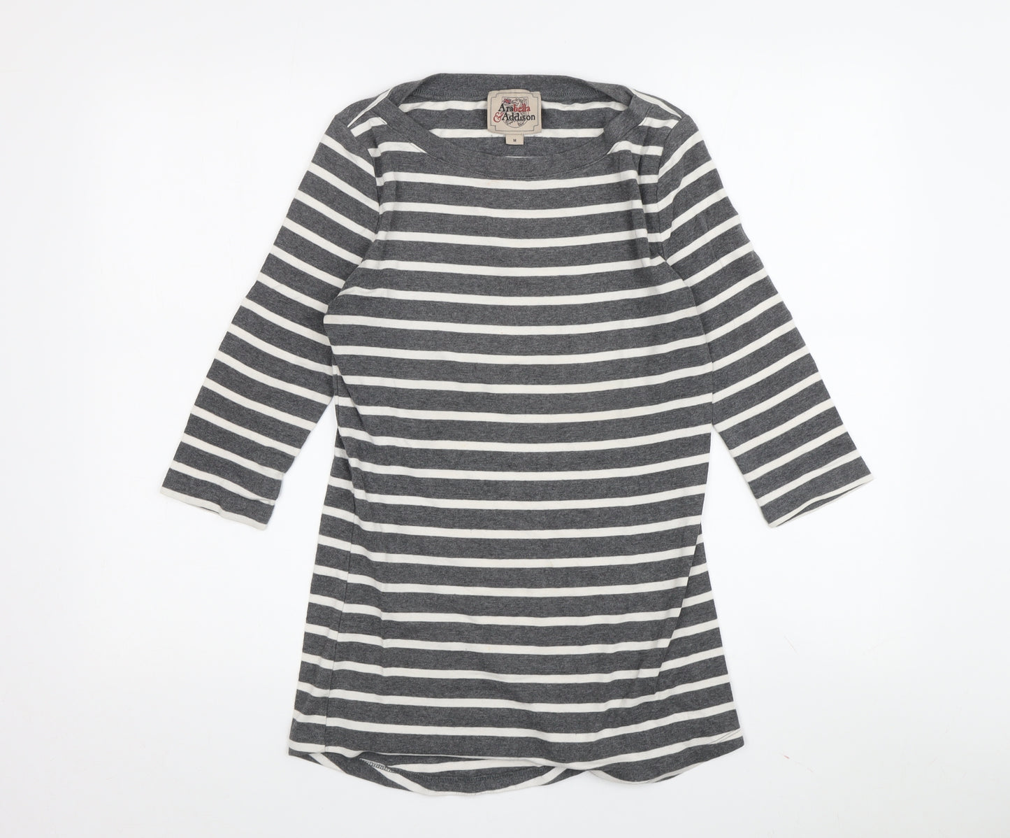 Arabella & Addison Women's Grey Striped T-Shirt M