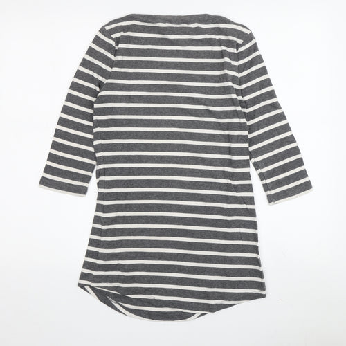Arabella & Addison Women's Grey Striped T-Shirt M
