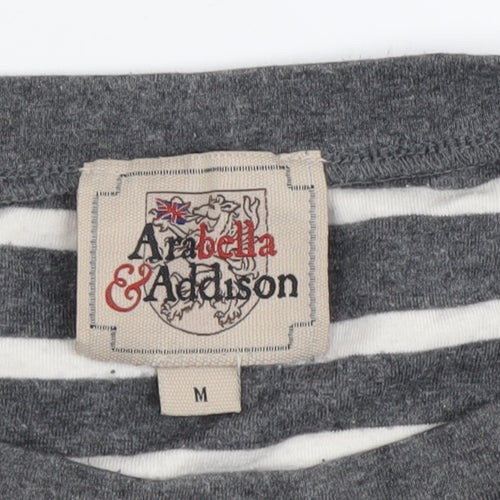 Arabella & Addison Women's Grey Striped T-Shirt M