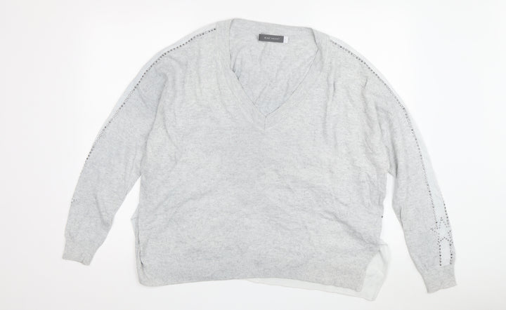 Mint Velvet Women's Grey V-Neck Pullover Jumper M