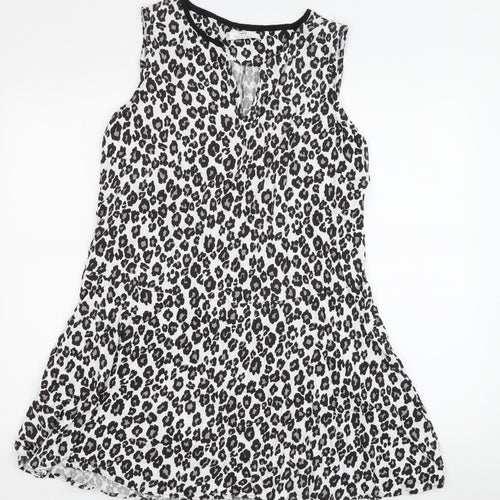 MNG Women's Animal Print Sleeveless Top in Black & White