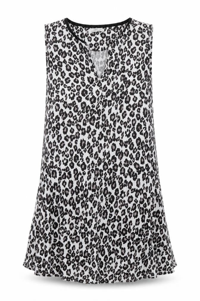 MNG Women's Animal Print Sleeveless Top in Black & White