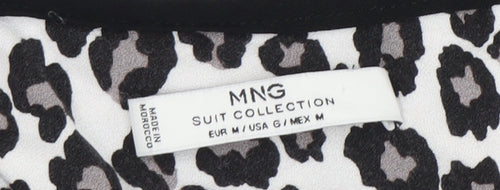 MNG Women's Animal Print Sleeveless Top in Black & White