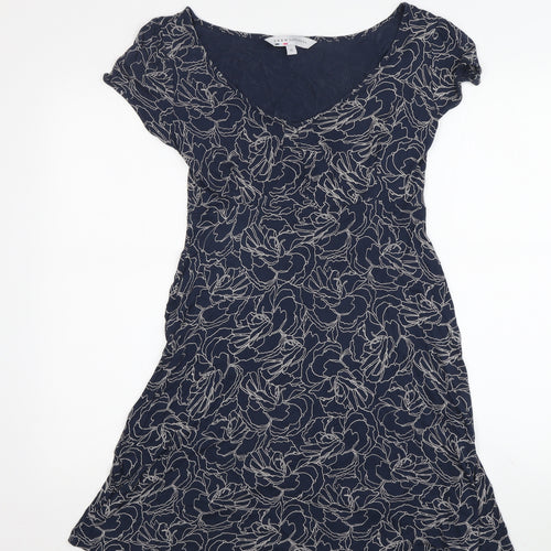 Crew Clothing Women's Blue Floral A-Line Dress Size 10