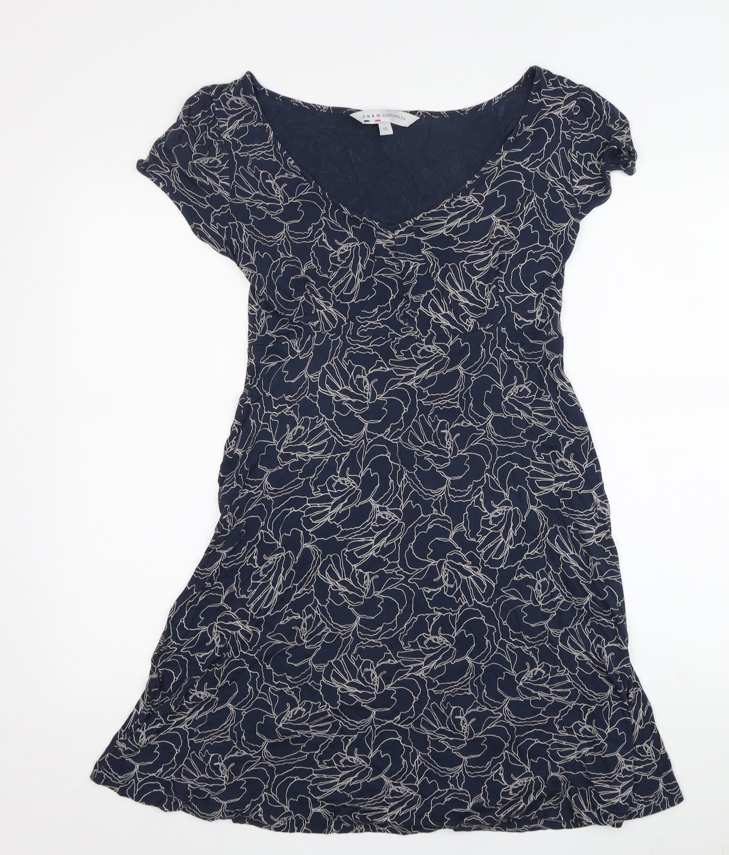 Crew Clothing Women's Blue Floral A-Line Dress Size 10