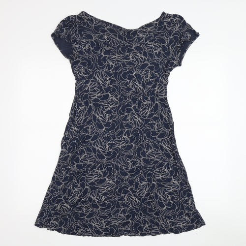 Crew Clothing Women's Blue Floral A-Line Dress Size 10