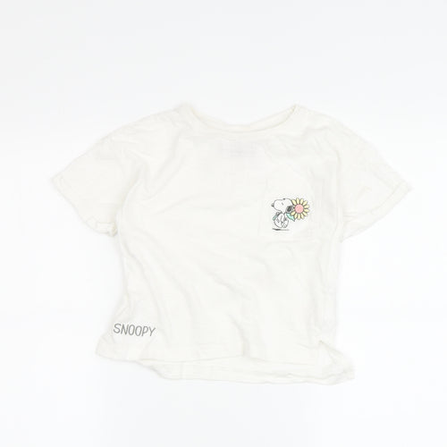 Peanuts Girls White Snoopy T-Shirt, Size 3-4 Years