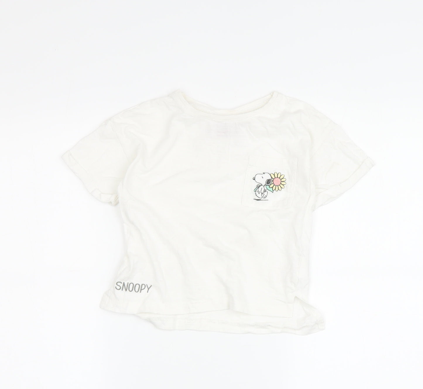 Peanuts Girls White Snoopy T-Shirt, Size 3-4 Years