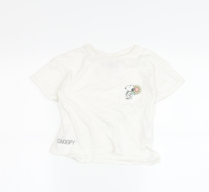 Peanuts Girls White Snoopy T-Shirt, Size 3-4 Years