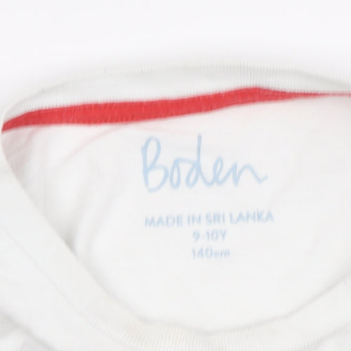 Boden Boys White Rainbow Striped T-Shirt (9-10 Years)