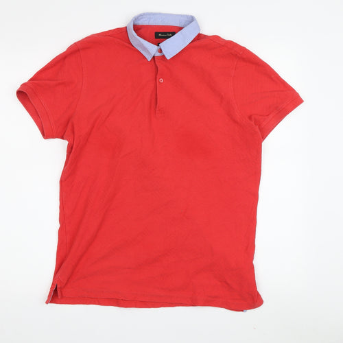 Massimo Dutti Men's Red Polo Shirt, Medium, Casual Fit