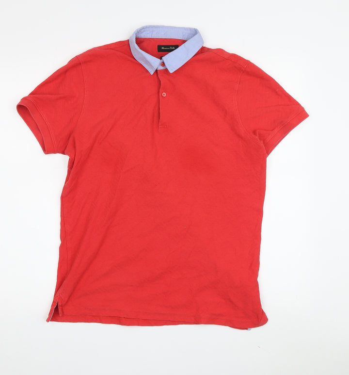 Massimo Dutti Men's Red Polo Shirt, Medium, Casual Fit